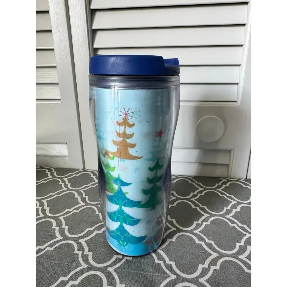 Starbucks Christmas Tree Holographic Blue Double Wall Insulated Travel Tumbler